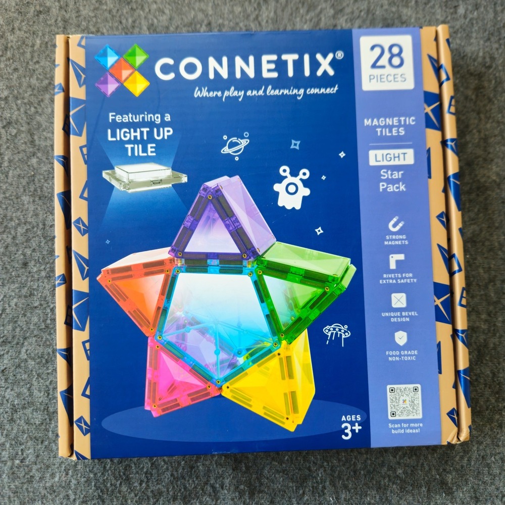 New! CONNETIX Magnetic Tiles Multi Light Star 28pc STEM Birthday Gift Kidcore